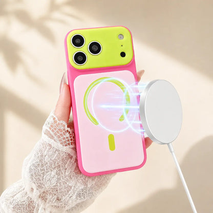 📱 Meer Dan 50.000 Verkocht! | Dopamine Color Block MagSafe Hoesje Voor iPhone – Ultraslank & Mat Design