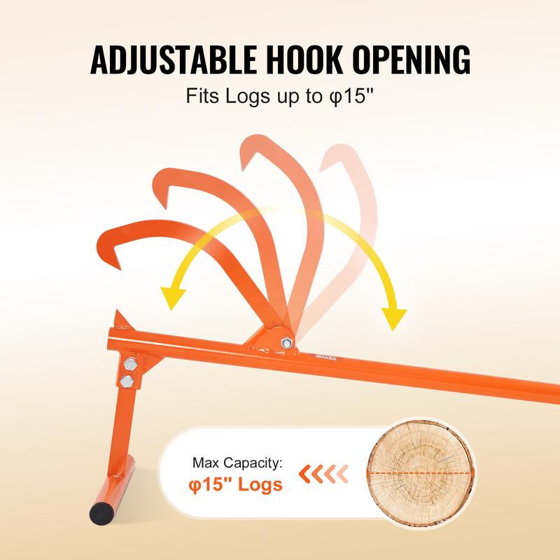🔥 VEVOR 46.5 inch Stocklift in Kolstål - Powerful Forest Tools for Timber Management, Adjustable Krok & Gummi Handlee