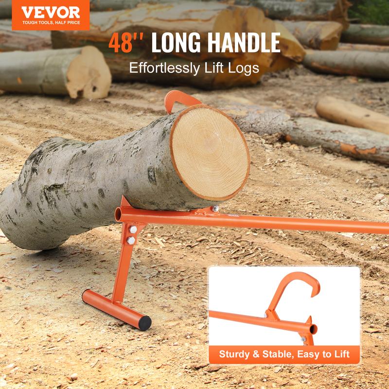 🔥 VEVOR 46.5 inch Stocklift in Kolstål - Powerful Forest Tools for Timber Management, Adjustable Krok & Gummi Handlee