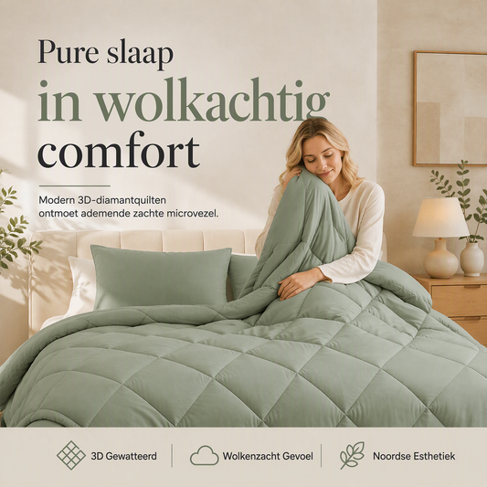 ❄️ 50% KORTING – Zachte Gewatteerde Beddengoedset voor Extra Comfort tijdens Koude Nachten, Inclusief 2 Kussenslopen