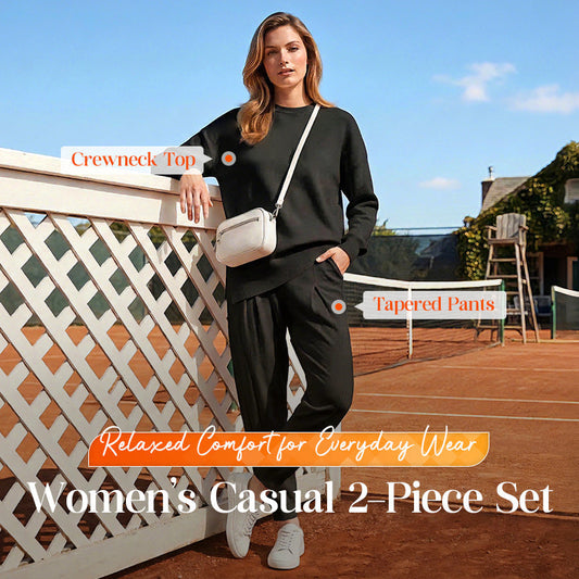 ⏰ Nu 63% KORTING 🔥 2-delige dames set – Top met asymmetrische zoom & casual broek