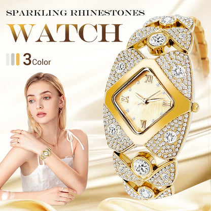 ⏳50% Korting! Retro Quartzhorloge met Fonkelende Strass-Steentjes – Glamoureus & Tijdloos⌚