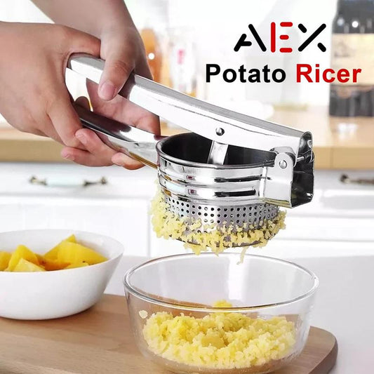 🥔 AEX Multifunctionele RVS Aardappel-, Sap- & Voedselpers | Krachtig, Duurzaam & Makkelijk Schoon – Nu 50% Korting