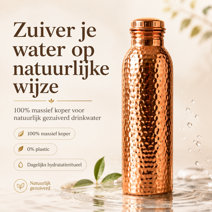 ❄️ 50% KORTING 💧 Premium Drinkfles Van 100% Massief Koper – Plasticvrij & Duurzaam