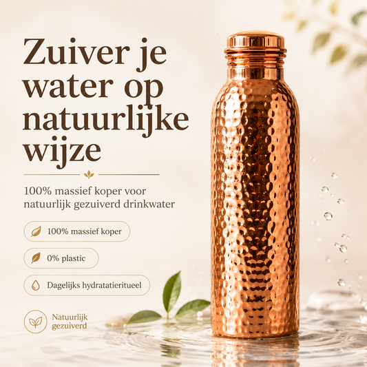 ❄️ 50% KORTING 💧 Premium Drinkfles Van 100% Massief Koper – Plasticvrij & Duurzaam