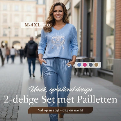 💥Voorjaars Editie: Duivelsoog & Lovertjes 2-delige Set 💥Top + Broek – Nu 50% Korting voor wie als eerste lente voelt