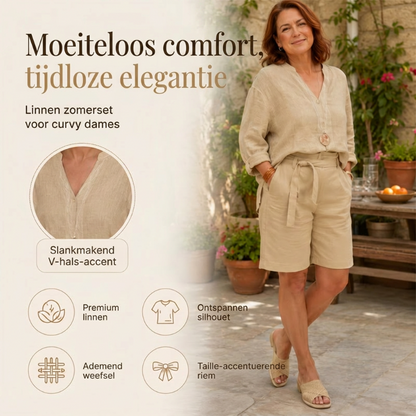 ☀️ Zomerse Casual Set voor Dames – V-hals Top & Short ✨ Comfort & Stijl in Één