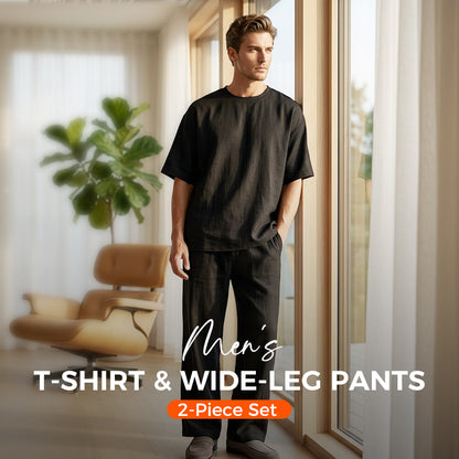 👕 62% KORTING – Casual T-shirt & Wijde Broek voor Heren | Licht, Ademend & Comfortabel voor Elke Dag 🌿