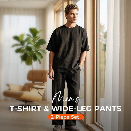 👕 62% KORTING – Casual T-shirt & Wijde Broek voor Heren | Licht, Ademend & Comfortabel voor Elke Dag 🌿