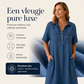 TOP TREND🌈💙 Tencel Denim Midi Jurk, Koele Zijdezachte Stof, Verbergt Lichaamsoneffenheden