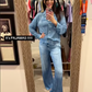 🌟Denim-Look Dames Loungewear Set – Zacht, Comfortabel & Stijlvol voor Thuis en Casual Buiten