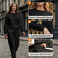 ⏰ Nu 63% KORTING 🔥 2-delige dames set – Top met asymmetrische zoom & casual broek