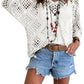 ⏰ Laatste dag aanbieding 50% korting 🔥 Hot Sale - Dames top in bohemian stijl met beige gehaakte details en V-hals