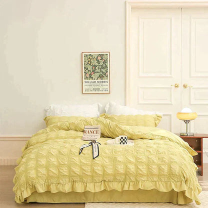 💖Hot sale 50% korting💖4-delige set van icy seersucker dekbed met kant voor de zomer❄️🛏️