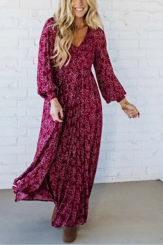 🌺 Dames Maxi-Jurk van Rayon met Bloemenprint & Gesmokte Taille ✨ Luchtig, Flatterend & Elegante Boho-Stijl – Nu 60% KORTING