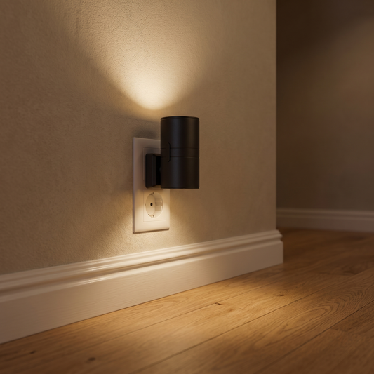 💡 60% KORTING – Automatische Wandlamp Voor Schemer & Nacht | 3000K Warm Licht | Insteekbaar & Met Extra Stopcontact