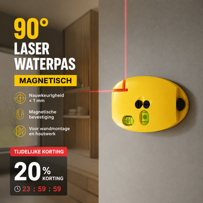 🛠️💡 50% KORTING – 90° Laserwaterpas met Infrarood – Voor Perfecte Rechte Hoeken bij Montage & Klussen