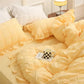 💖Hot sale 50% korting💖4-delige set van icy seersucker dekbed met kant voor de zomer❄️🛏️