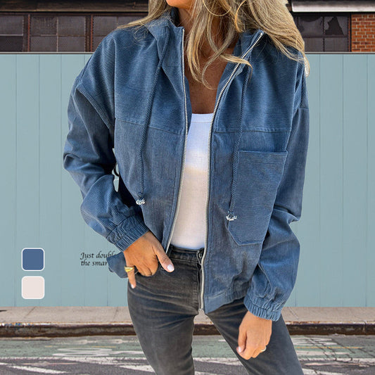 💝Hot sale 50% korting💝Casual damesjack met revers in capuchon🧥