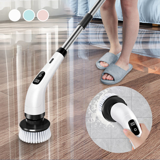 🧼 50% KORTING – Draadloze Elektrische Spinborstel met 9 Opzetborstels | Verlengbare Steel | Voor Badkamer, Tegels en Vloeren