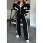 🌸Lente aanbieding🌸Gestreepte jas met rits & casual broek voor dames (2-delige set)