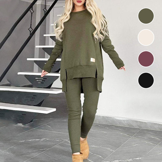 Uitverkoop - 50% UIT🎄Sweatshirt met hoge, lage split ＆ Bodycon-broeken-set