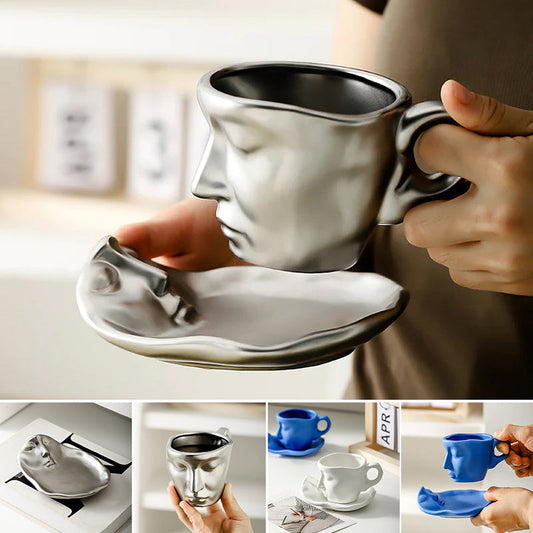 Metalen aanrakende gezicht, creatieve keramische kus koffiemok