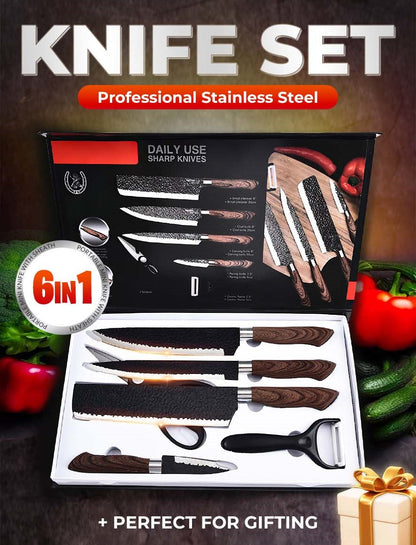 Duitse Professionele Koksmesenset – 6 Delige Set🍳🔪Scherp, duurzaam & perfect in balans – Voor de echte thuis chef
