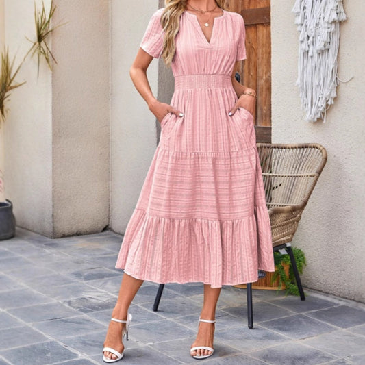 🌿 Dames Casual Zomerjurk met V-Hals ☀️ Licht, Comfortabel & Elegant – Nu 63% KORTING