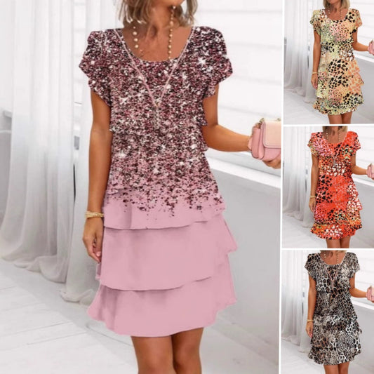 ⏳ 3 DAGEN DEAL – 60% KORTING ✨ Stijlvolle Luipaardprint Jurk met Pailletten – Elegant, Vrouwelijk & Perfect voor Elke Avond