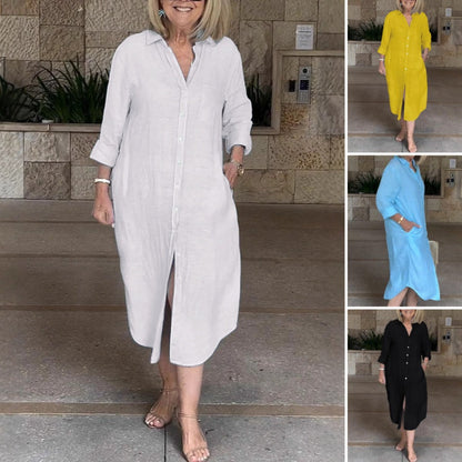 Casual Losse Shirtjurk voor Dames (Katoen & Linnen) – Comfortabel, Ademend & Ideaal voor Dagelijks Draaggemak