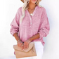 💖Uitverkoop 50% Korting💖Women's Casual Gaas Knoop Hals Lange Mouw Blouse👚