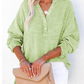💖Uitverkoop 50% Korting💖Women's Casual Gaas Knoop Hals Lange Mouw Blouse👚
