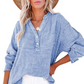 💖Uitverkoop 50% Korting💖Women's Casual Gaas Knoop Hals Lange Mouw Blouse👚