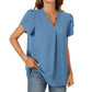 🔥Zomeruitverkoop - 49% korting🔥Dames V-hals effen top met korte mouwen