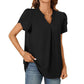 🔥Zomeruitverkoop - 49% korting🔥Dames V-hals effen top met korte mouwen