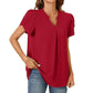 🔥Zomeruitverkoop - 49% korting🔥Dames V-hals effen top met korte mouwen