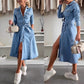 💥Uitverkoop 49% korting🌸Vrouwen Overhemdkraag Lange Mouw Jurk