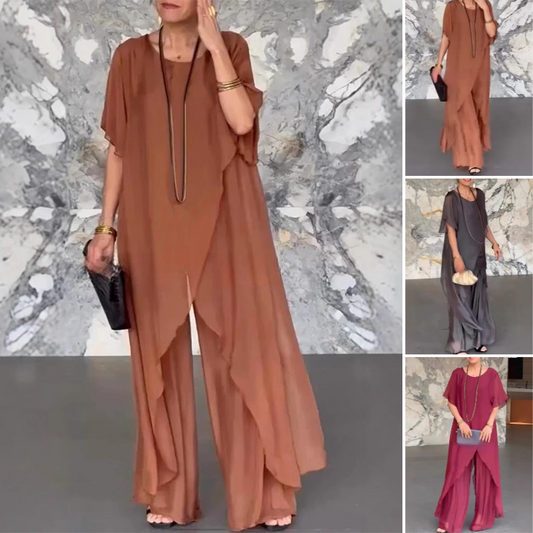 Dames 2-Delige Set met Onregelmatige Top & Losse Broek – Moderne Snit, Moeiteloze Elegantie | Tijdelijke 50% Korting