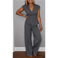 🛍️ Tijdelijk 63% KORTING 💋 Elegante 2-delige dames set – V-hals top & broek