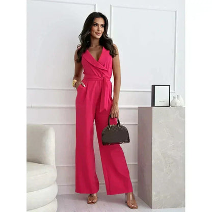 Mouwloze V-Hals Dames Jumpsuit – Minimalistisch Design & Flatterende Pasvorm | Luchtig en Tijdloos