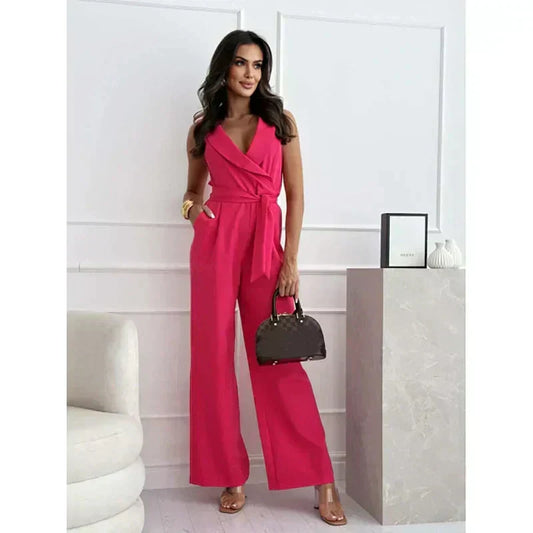 Mouwloze V-Hals Dames Jumpsuit – Minimalistisch Design & Flatterende Pasvorm | Luchtig en Tijdloos