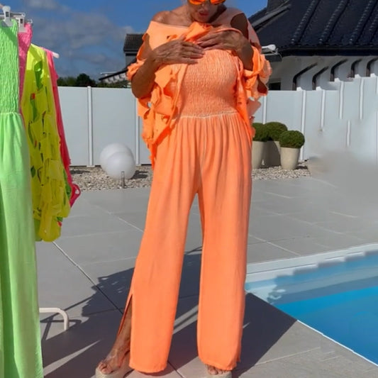 🔥 Set van top met uitsnijdingen en bandeau-jumpsuit – Een echte blikvanger × pittige bandeau
