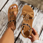 👡🌸 Platte Sandalen met Ronde Neus – Ademend, Verstelbaar & Boho Stijl ✨
