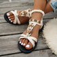 👡🌸 Platte Sandalen met Ronde Neus – Ademend, Verstelbaar & Boho Stijl ✨