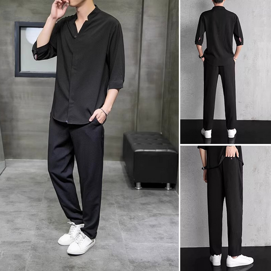 🔥Uitverkoop 50% korting🔥De ademende causale 2-delige set voor mannen👕👖