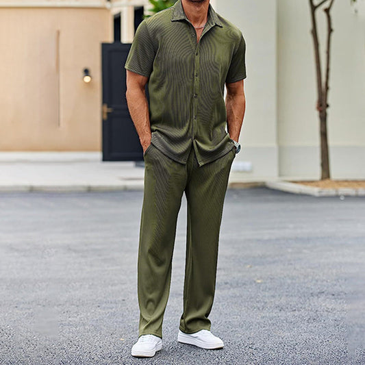 🔥Uitverkoop 50% korting🔥Casual shirt en broek van heren tweedelige set👕👖