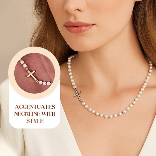🎁Hot sale 50% korting🎁Dames Elegante Kruis Synthetische Parel Ketting✨📿