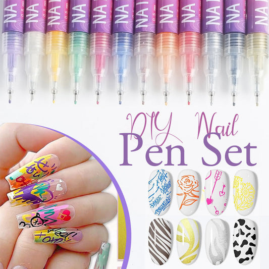 🎁 Kerst Sale 🎄✨ 12 Kleuren Nail Art Pens Set – Perfect Cadeau Voor Beauty Lovers 💅 50% KORTING!