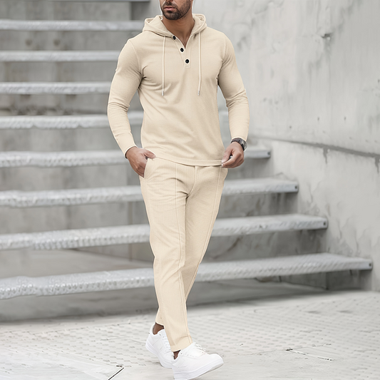 🔥Uitverkoop 50% korting🔥Men's Solid Color Hoodie Tracksuit 2-delige set🧥